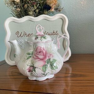 Pink Rose Floral Teapot - Decorative Porcelain